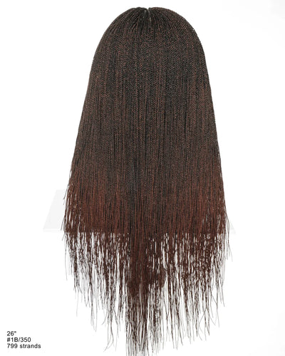 Mica - Perruque HD Suisse pré-décolorée, 26" et 36", à lacets complets, torsades sénégalaises micro sans nœuds, 799 mèches