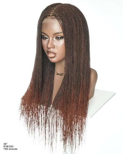 Mica - Perruque HD Suisse pré-décolorée, 26" et 36", à lacets complets, torsades sénégalaises micro sans nœuds, 799 mèches