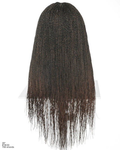 Mica - Perruque HD Suisse pré-décolorée, 26" et 36", à lacets complets, torsades sénégalaises micro sans nœuds, 799 mèches