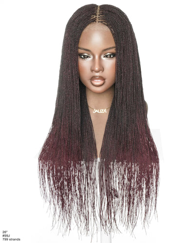 Mica - Perruque HD Suisse pré-décolorée, 26" et 36", à lacets complets, torsades sénégalaises micro sans nœuds, 799 mèches