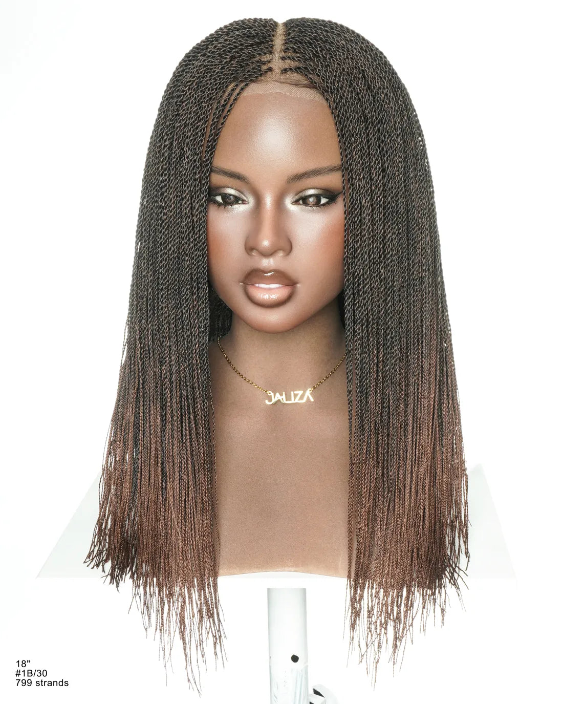 Mica - Perruque HD Suisse pré-décolorée, 26" et 36", à lacets complets, torsades sénégalaises micro sans nœuds, 799 mèches