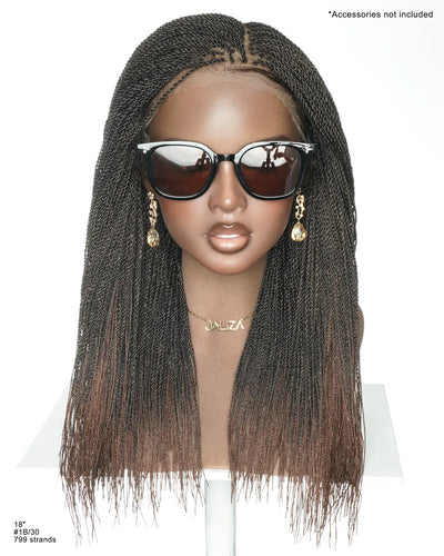 Mica - Perruque HD Suisse pré-décolorée, 26" et 36", à lacets complets, torsades sénégalaises micro sans nœuds, 799 mèches