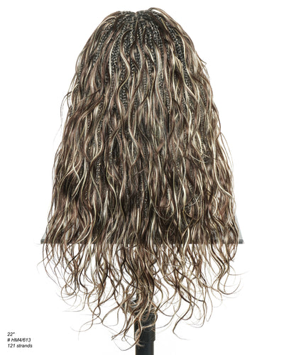 Michelle - Perruque tressée miracle sans colle style salon, dentelle suisse HD pré-blanchie, tresses Boho Bora Bora, boucles corps ondulé cheveux humains