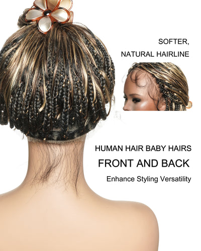 Perruque tressée bohème ondulée en cheveux humains, conception personnalisée - 121 mèches
