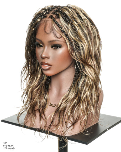 Perruque tressée bohème ondulée en cheveux humains, conception personnalisée - 121 mèches