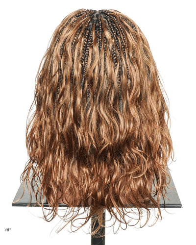 Perruque tressée bohème ondulée en cheveux humains, conception personnalisée - 121 mèches