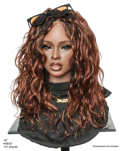 Michelle - Cheveux Humains Châtain Foncé Rougeâtre N°33 Sans Colle Ondulés Type Body Wave Bouclés Pré-décolorés HD Perruque Tressée Boîte Bohème Sans Nœuds à Dentelle Totale
