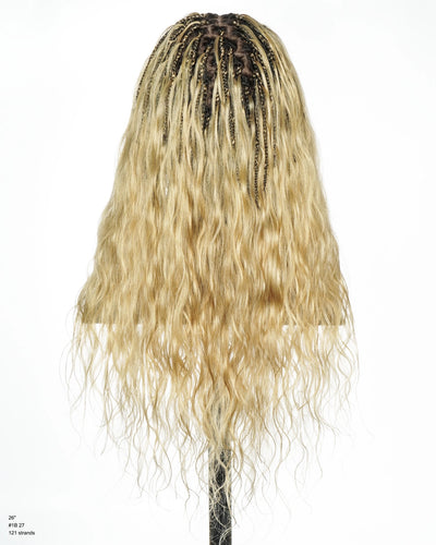 Michelle Perruque tressée de style bohème sans colle, miel blond, effet salon