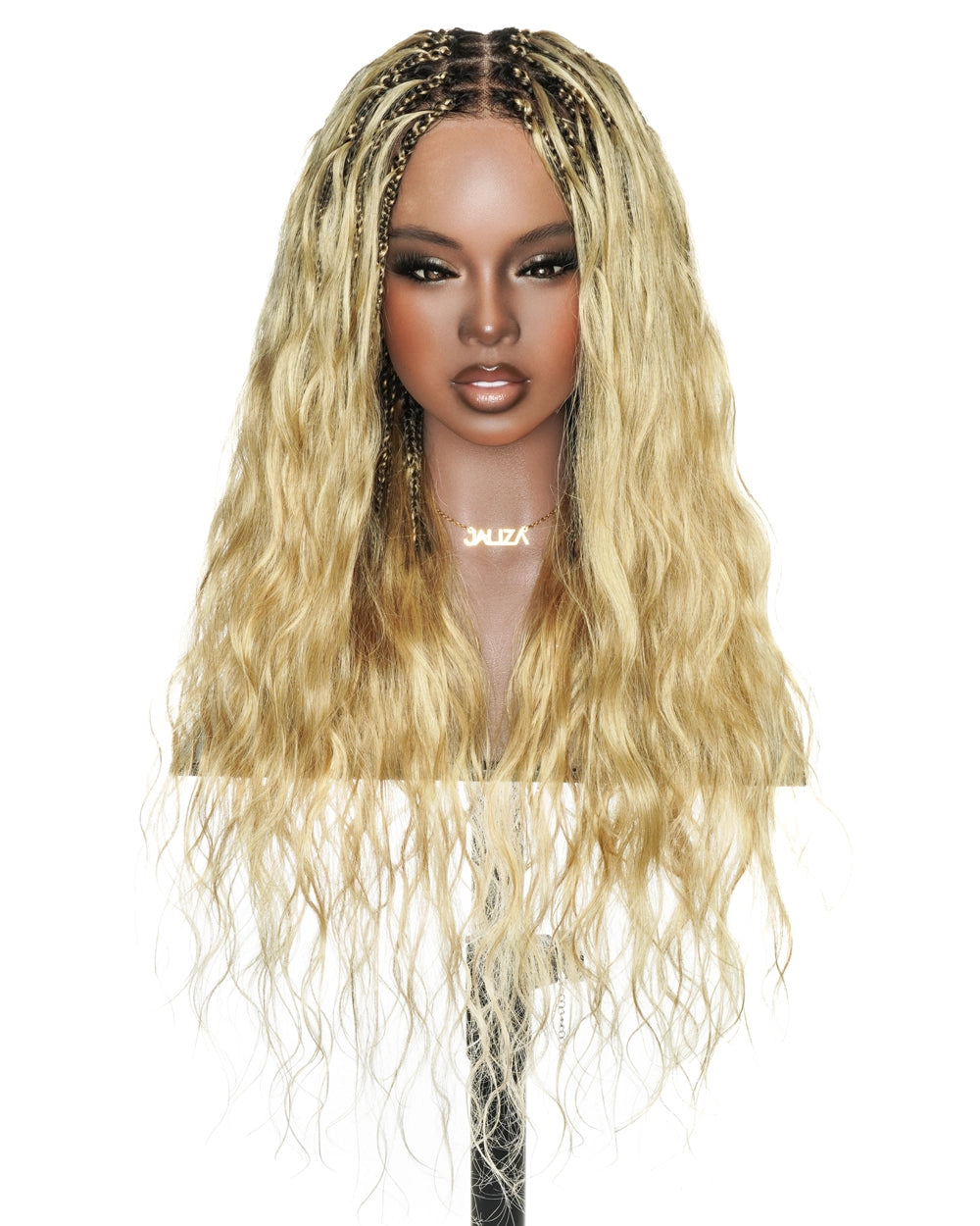 Michelle  Salon-Style Honey Blond Glueless Boho Box Braided Wig