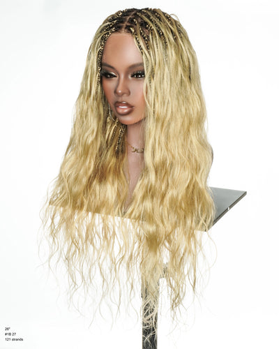 Michelle - Perruque tressée miracle sans colle style salon, dentelle suisse HD pré-blanchie, tresses Boho Bora Bora, boucles corps ondulé cheveux humains