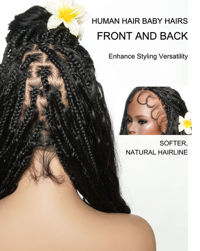 Michelle Luxury Perruque tressée de 30 pouces, 250 % de densité, Swiss HD pré-blanchie, entièrement en dentelle, modèle Bora Bora Boho, avec boucles bohèmes en cheveux humains