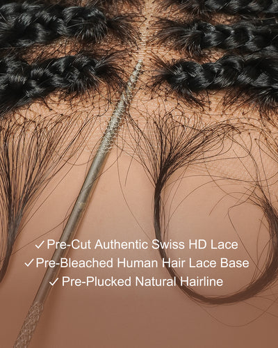 Michelle Luxury Perruque tressée de 30 pouces, 250 % de densité, Swiss HD pré-blanchie, entièrement en dentelle, modèle Bora Bora Boho, avec boucles bohèmes en cheveux humains