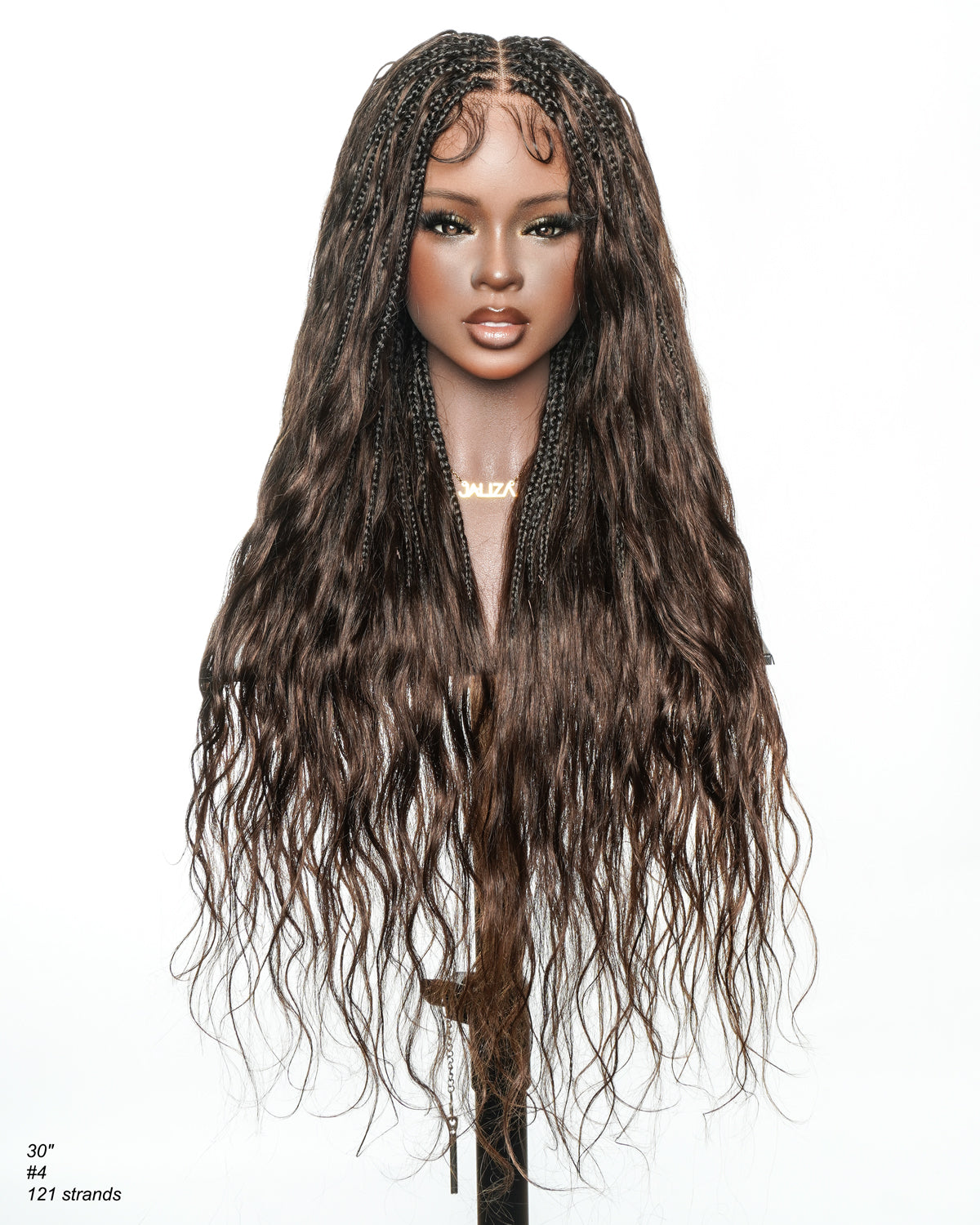 Michelle Luxury Perruque tressée de 30 pouces, 250 % de densité, Swiss HD pré-blanchie, entièrement en dentelle, modèle Bora Bora Boho, avec boucles bohèmes en cheveux humains