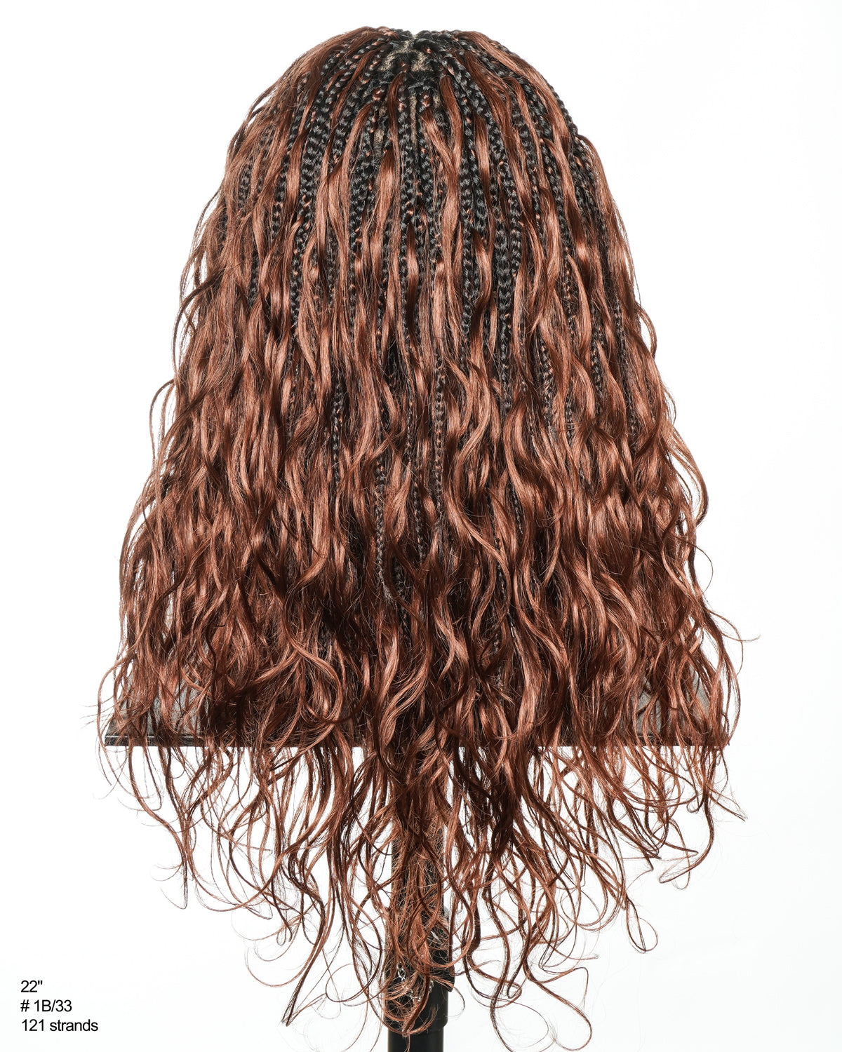 Michelle - Cheveux Humains Châtain Foncé Rougeâtre N°33 Sans Colle Ondulés Type Body Wave Bouclés Pré-décolorés HD Perruque Tressée Boîte Bohème Sans Nœuds à Dentelle Totale
