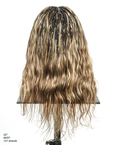 Perruque tressée bohème ondulée en cheveux humains, conception personnalisée - 121 mèches