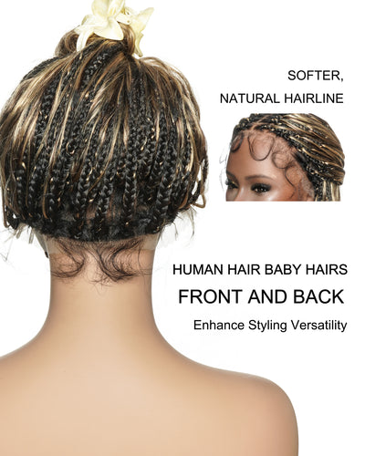 Perruque tressée bohème ondulée en cheveux humains, conception personnalisée - 121 mèches