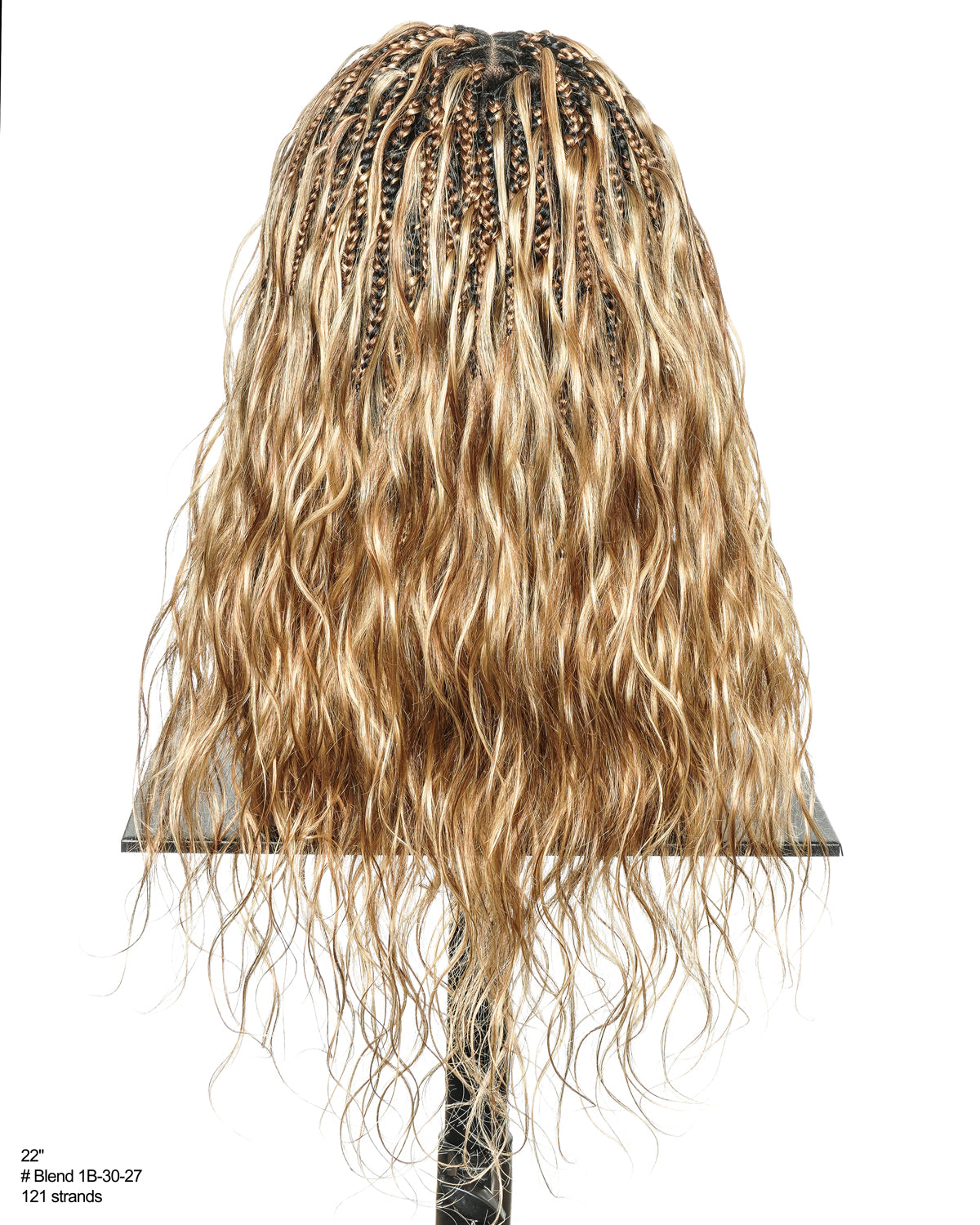 Michelle - Perruque sans colle style balayage de salon 30/27, tresses bohèmes, 55 cm