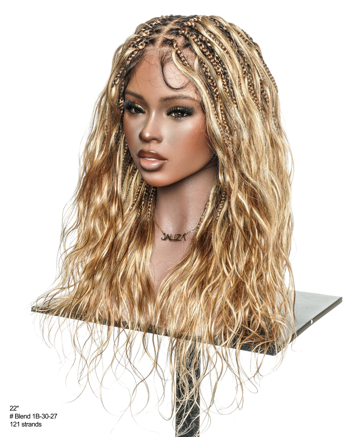 Michelle - 22" Salon-Style Balayage Blend 30/27 Glueless Boho Box Braided Wig