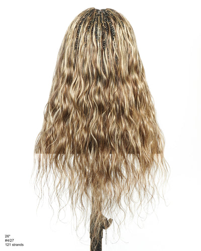 Perruque tressée bohème ondulée en cheveux humains, conception personnalisée - 121 mèches