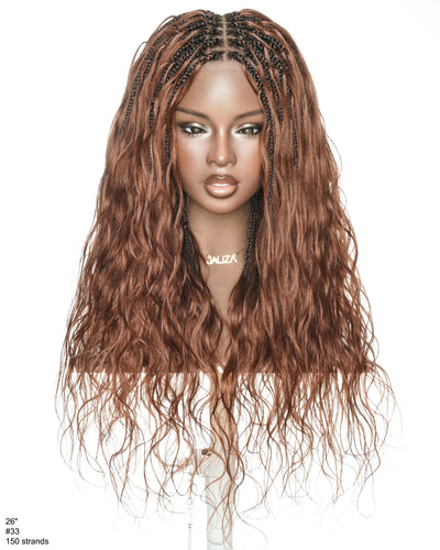 Michelle 26" Extra Full 150 Strands #33 Human Hair Boho Box Braided Wig