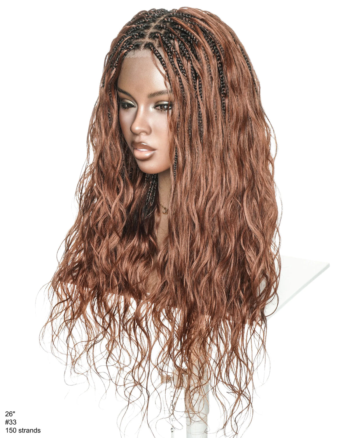 Michelle 26" Extra Full 150 Strands #33 Human Hair Boho Box Braided Wig
