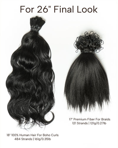 Kit de Tressage de Cheveux Michelle - Solution Salon Cheveux Humains Prédécoupés en Vrac & Fibre Synthétique