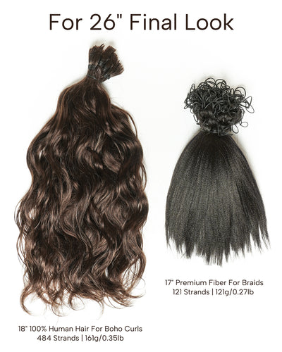 Kit de Tressage de Cheveux Michelle - Solution Salon Cheveux Humains Prédécoupés en Vrac & Fibre Synthétique
