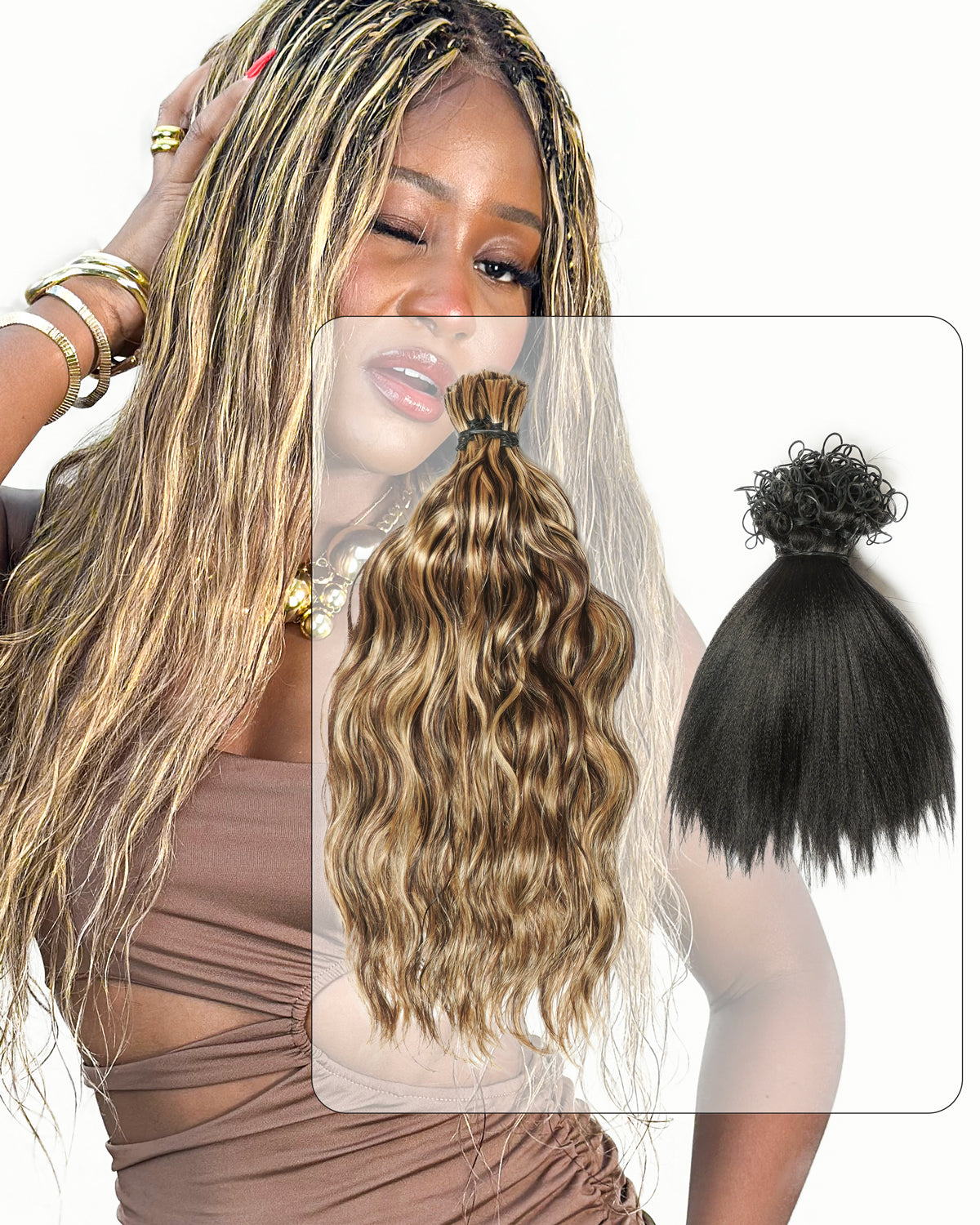 Kit de Tressage de Cheveux Michelle - Solution Salon Cheveux Humains Prédécoupés en Vrac & Fibre Synthétique