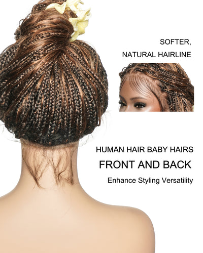Perruque tressée bohème ondulée en cheveux humains, conception personnalisée - 121 mèches