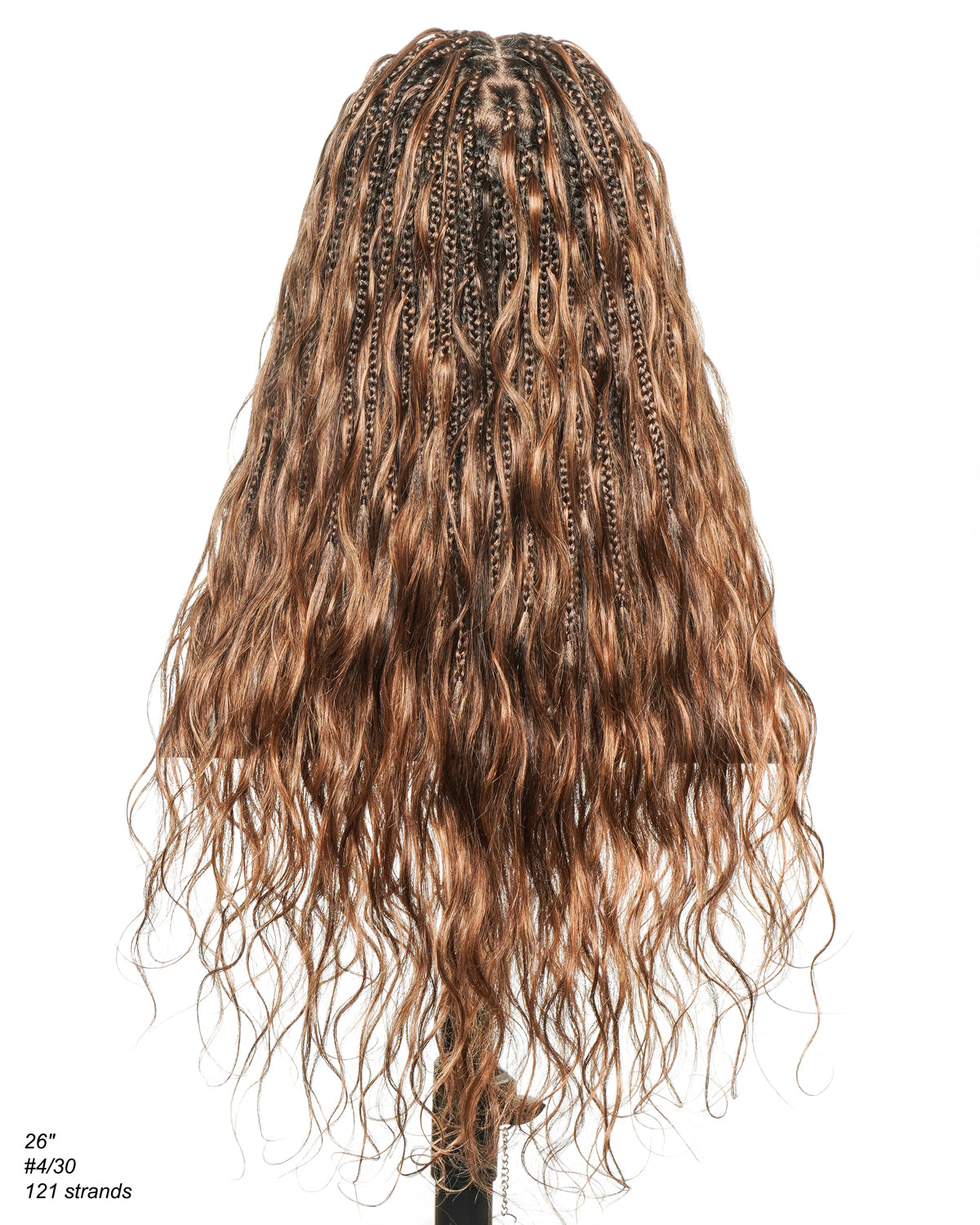 Perruque tressée bohème ondulée en cheveux humains, conception personnalisée - 121 mèches