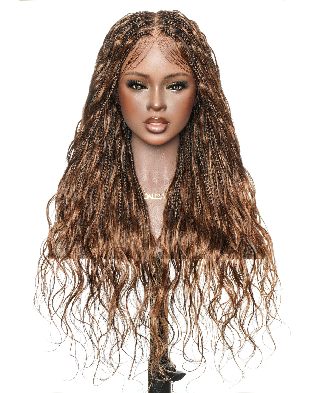 Perruque Bora Bora Michelle mélange brun caramel chaud couleur 4/30 cheveux humains pré-décolorés sans nœuds