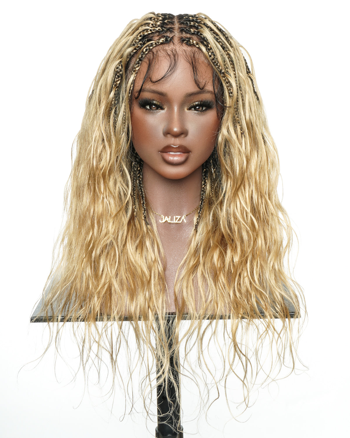 Michelle  Salon-Style Honey Blond Glueless Boho Box Braided Wig