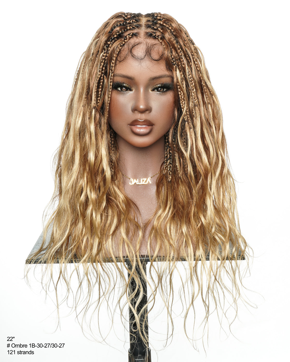 Michelle - 22" Salon-Style Balayage Ombre 1B-30-30/27-27 Glueless Boho Box Braided Wig