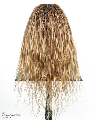 Michelle - Perruque tressée de style salon Balayage Ombré 1B-30-30/27-27 sans colle, 56 cm