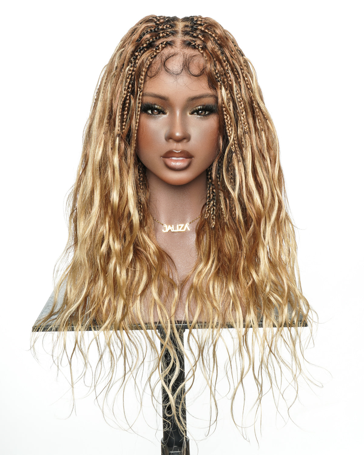 Michelle - 22" Salon-Style Balayage Ombre 1B-30-30/27-27 Glueless Boho Box Braided Wig