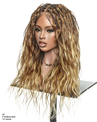 Michelle - Perruque sans colle tressée de style bohème, couleur Ombré Balayage 30-27, 55 cm