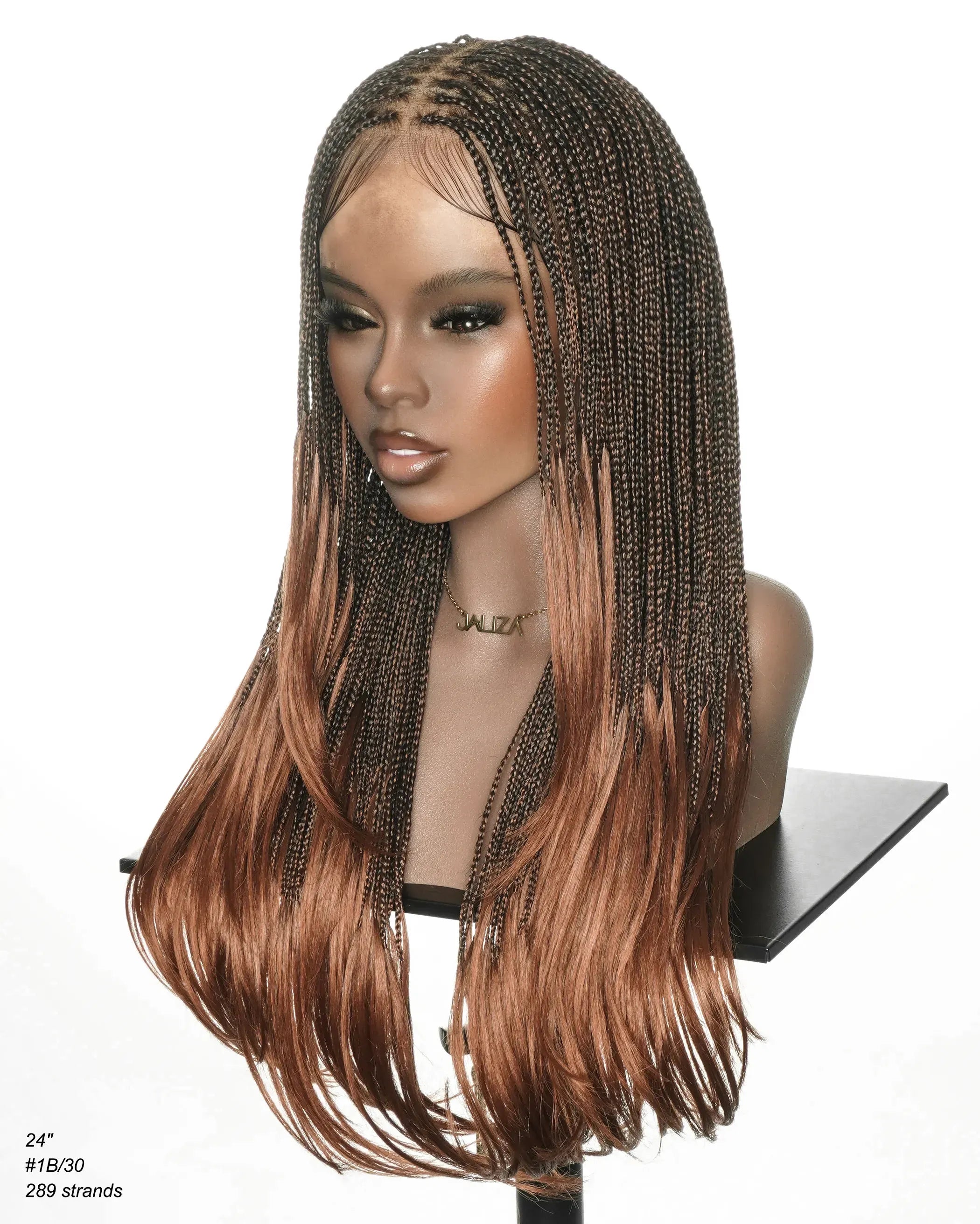 24" Micro Box 289 Strands Pre-Bleached Swiss HD Full Lace Braided Wig with Curly Ends