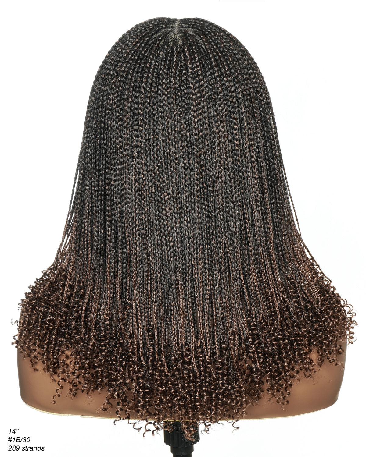 Bona - Perruque tressée micro box sans nœuds 14" HD entièrement en dentelle avec pointes bouclées