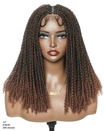 Pona - Perruque tressée Micro Passion Twist en dentelle complète suisse HD de 14 po