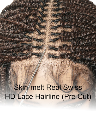 Pona - Perruque tressée Micro Passion Twist en dentelle complète suisse HD de 14 po