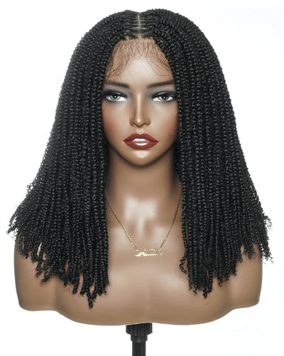 Pona - Perruque tressée Micro Passion Twist en dentelle complète suisse HD de 14 po