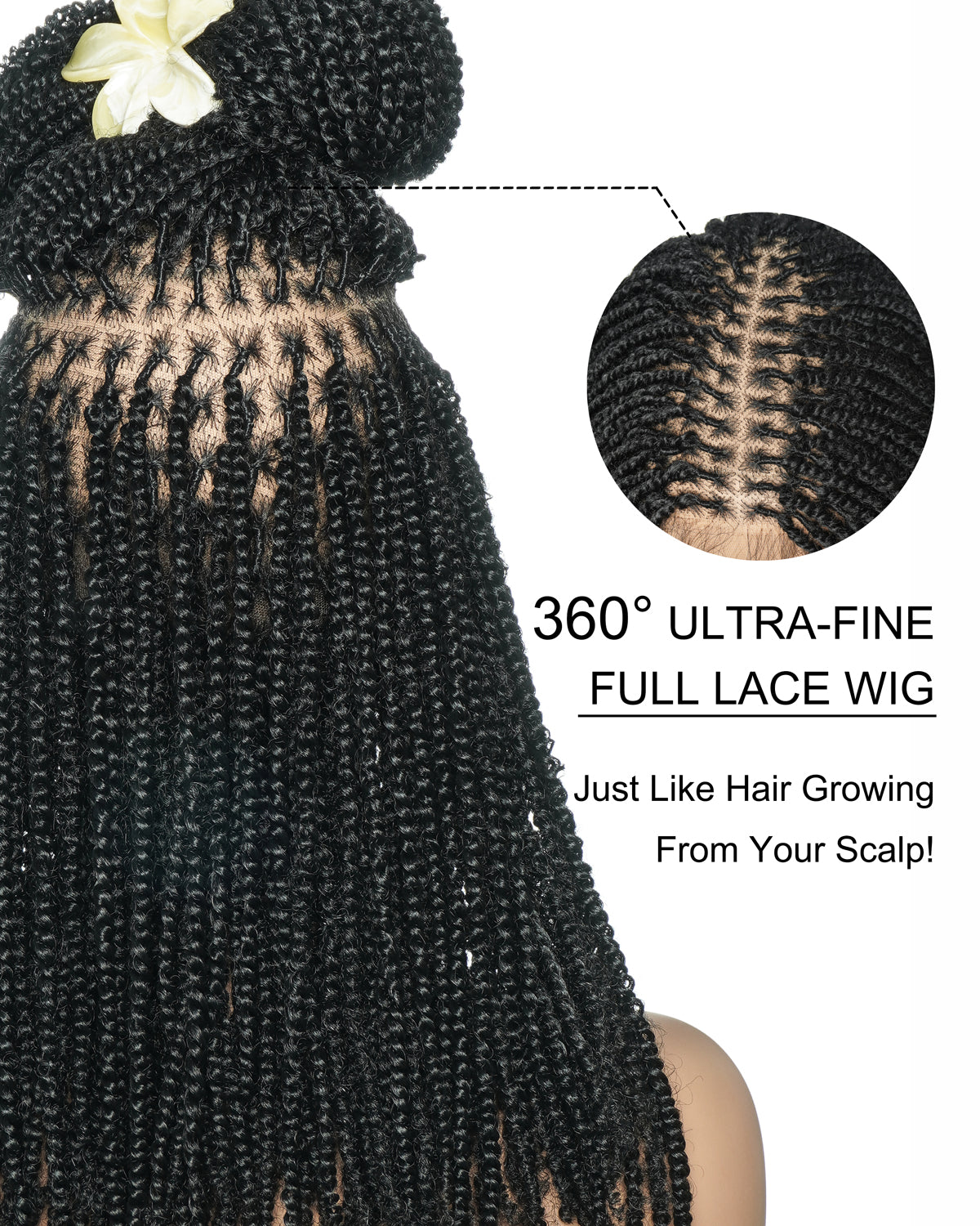 Pona - Perruque tressée Micro Passion Twist en dentelle complète suisse HD de 14 po