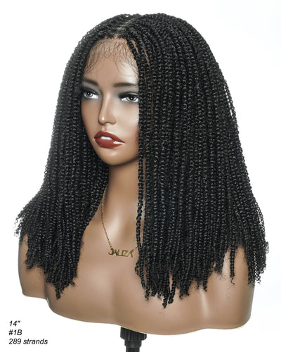 Pona - Perruque tressée Micro Passion Twist en dentelle complète suisse HD de 14 po