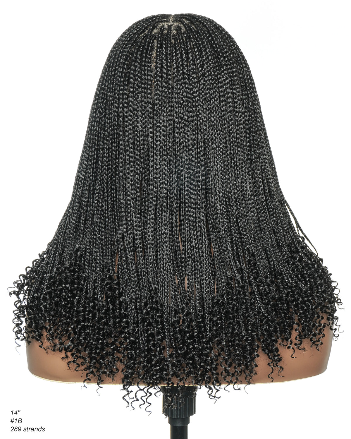 Bona - Perruque tressée micro box sans nœuds 14" HD entièrement en dentelle avec pointes bouclées