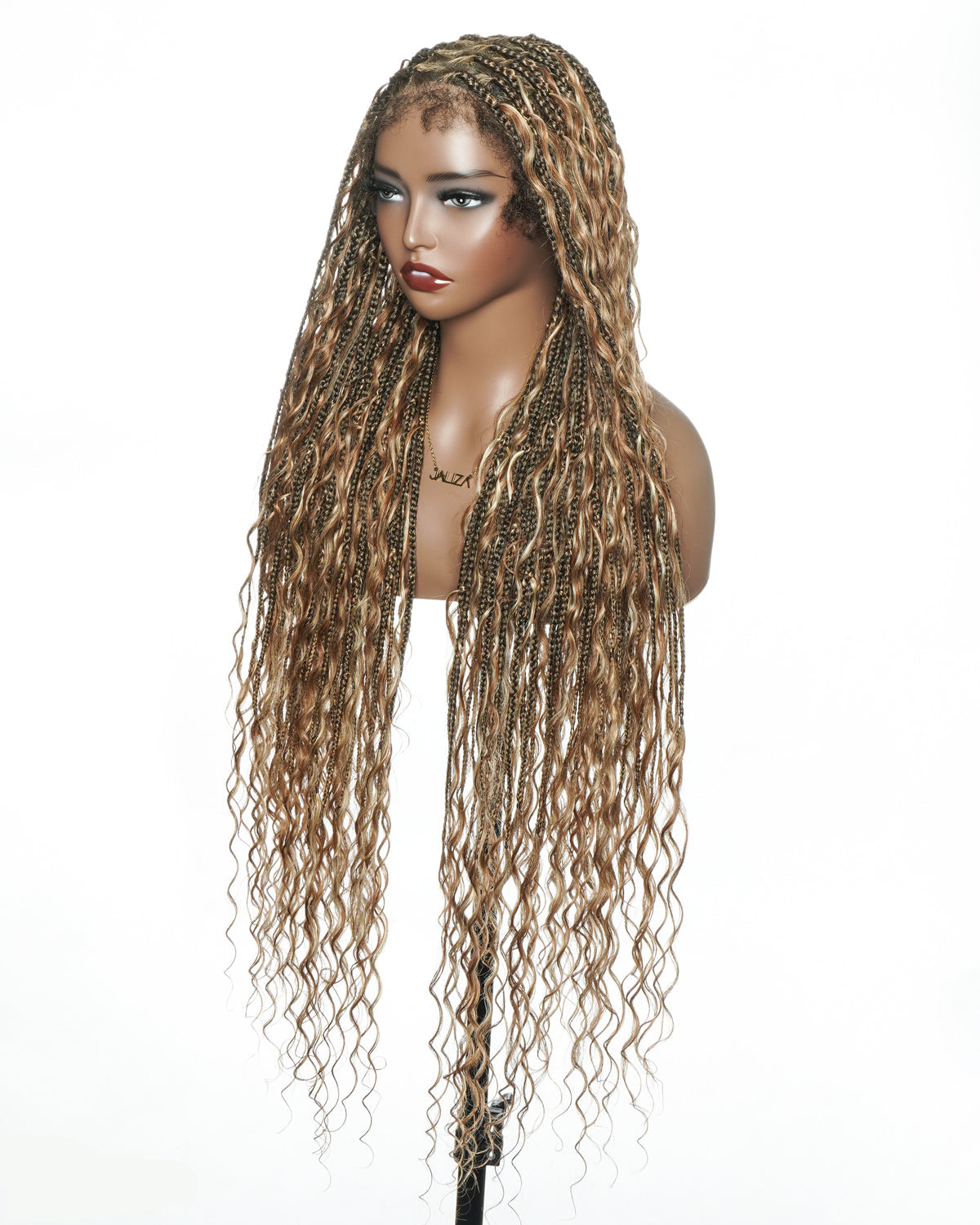 Perruque tressée de boîte Boho sans nœuds en dentelle complète HD 36" de couleur mélangée 1B 27 30 613