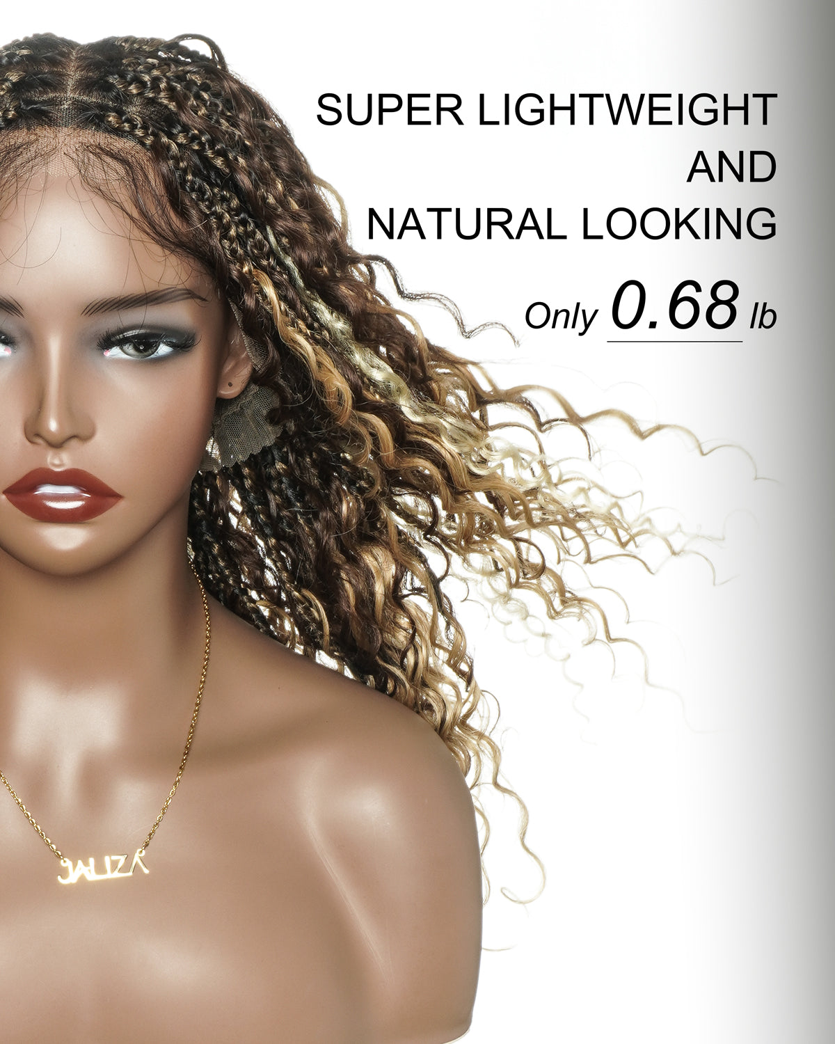 Solana - Cheveux Humains Pré-décolorés Dentelle Suisse HD Mélange Full Lace Couleur 1B 4 30 27 613 Perruque Tressée Boho Style Boho Box en Cheveux Humains