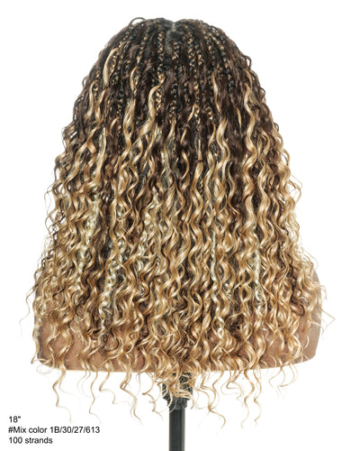 Solana - Cheveux Humains Pré-décolorés Dentelle Suisse HD Mélange Full Lace Couleur 1B 4 30 27 613 Perruque Tressée Boho Style Boho Box en Cheveux Humains