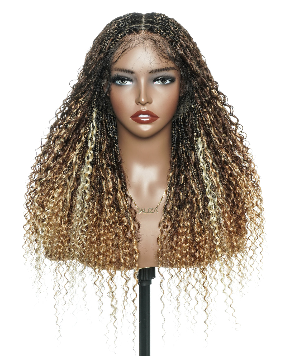 Solana - Cheveux Humains Pré-décolorés Dentelle Suisse HD Mélange Full Lace Couleur 1B 4 30 27 613 Perruque Tressée Boho Style Boho Box en Cheveux Humains