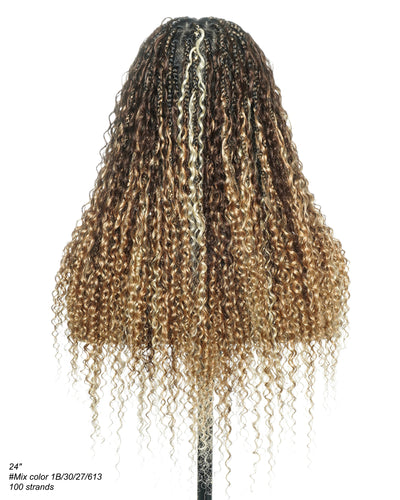 Solana - Cheveux Humains Pré-décolorés Dentelle Suisse HD Mélange Full Lace Couleur 1B 4 30 27 613 Perruque Tressée Boho Style Boho Box en Cheveux Humains