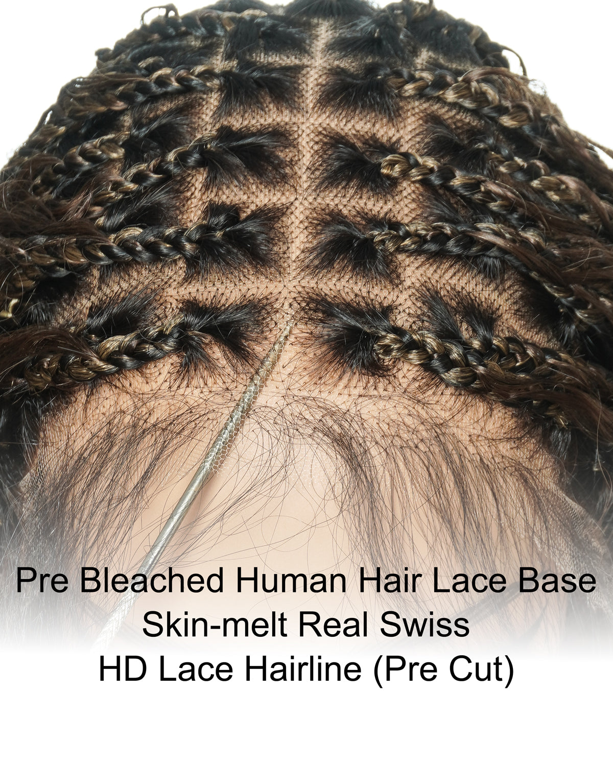 Solana - Cheveux Humains Pré-décolorés Dentelle Suisse HD Mélange Full Lace Couleur 1B 4 30 27 613 Perruque Tressée Boho Style Boho Box en Cheveux Humains